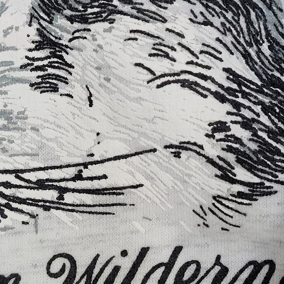 Vintage Wolf AOP Zip Hoodie Jacket Large 24x22 Baggy Gray - Picture 11 of 15